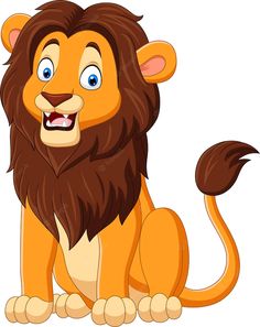 a cartoon lion sitting down and smiling