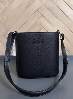 Coach CR153 Sophie Bucket Bag In Refined Pebble Leather Crossbody Silver/Black  | eBay Formal Black Pebbled Leather Shoulder Bag, Black Coach Bag With Leather Lining, Pebbled Leather, Coach Bags, Be Happy, Leather Crossbody, Luxury Bags, Bucket Bag, Bags Handbags