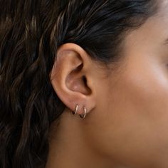 Classic Minimal White Gold huggie hoop earrings that hug your ear perfectly. Perfect to wear alone or paired with other dainty earrings. 14K White Gold Hypoallergenic, lead and nickel free Thickness 1.2mm Inside|Outside Diameter: 6.5|10mm, 8|12mm Latch click mechanism #ES040, ES041-WG Gold Huggie Hoop Earrings, White Gold Earrings, Inside Outside, Huggie Hoop Earrings, Dainty Earrings, Hug You, Gold Earrings, Classic Style, Hoop Earrings