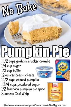 there is a recipe for pumpkin pie on the plate