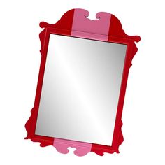 a red and pink mirror on a white background with clippings to the bottom