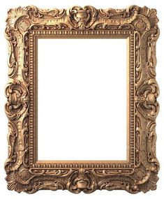 an ornate gold frame on a white background