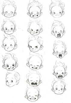 some drawings of different facial expressions