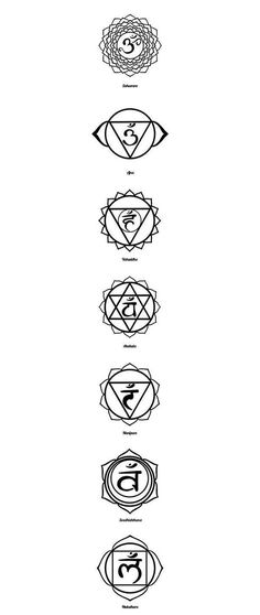 the seven chakras are shown in black and white