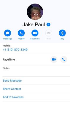 an iphone screen with the name and number of people on it, which is highlighted in blue