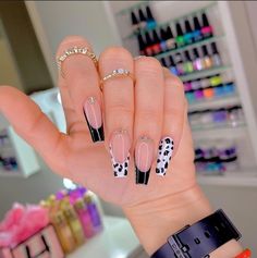 Medium Square Gel Nail Designs, Vaquita Nails, Slay Nails, Marble Acrylic Nails, Cow Print Nails, Western Nails, White Nail Designs, White Nail