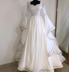 Church Skirt, Long Sleeves Wedding Dresses, Elegant Long Sleeve Wedding Dresses, Wedding Dresses A, Sleeves Wedding Dresses, Wedding Dresses A Line, Gold Applique, Dresses A Line, Fairytale Dress