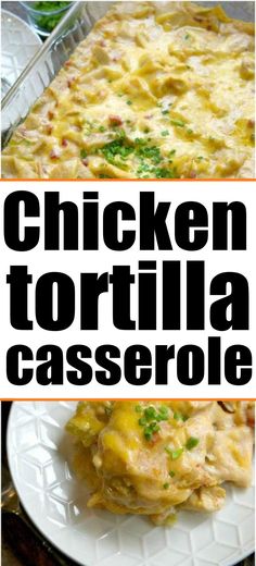 the chicken tortilla casserole has been cooked and is ready to be eaten