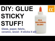 a bottle of glue sitting next to an ad for natural glue