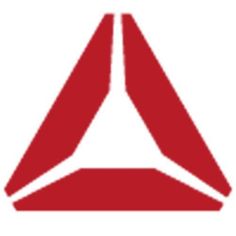 the red and white triangle logo is shown on a white background in this image, it appears to be an arrow