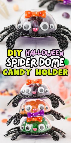 How to make a candy holder for Halloween Candy Holders Diy Ideas, Diy Halloween Spider, Halloween Candy Holder, Diy Halloween Candy, Cute Spider, Halloween Eyeballs, The Wiggles, Campfire Cooking, Candy Holder