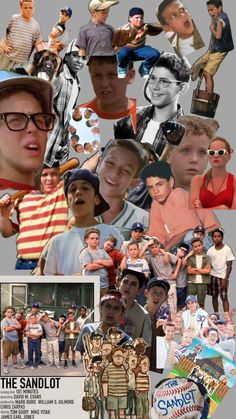 the sandlot movie poster with collages of young men and women in various poses