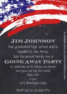 an american flag themed graduation party card