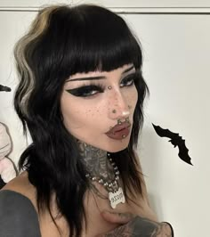 Heavily Tattooed, Tattooed Girl, Tattooed Woman, Goth Costume, Future Aesthetic, Baby Bangs