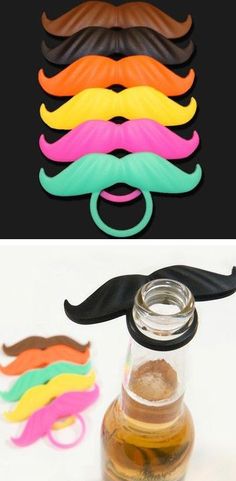 there are many fake mustaches in the bottle