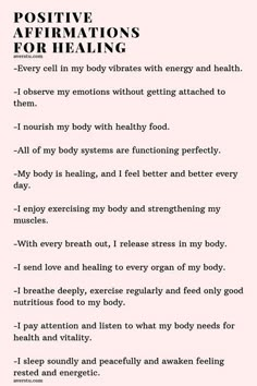 a poem with the words positive affirmitions for health