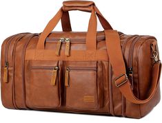 FR Fashion Co. 20" Men's Versatile Leather Duffel Bag Groomsmen Bags, Toddler Diaper Bag, Kids Travel Bags, Monogrammed Duffle Bag, Mens Duffle Bag, Mens Weekend Bag, Personalized Travel Bag, Large Leather Bag