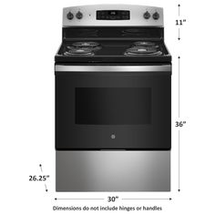 an image of a stove with measurements for it