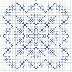 a cross stitch pattern with blue lines on it