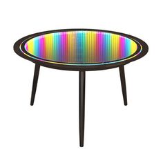 a round table with rainbow colored lines on it