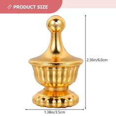 the golden vase is shown with measurements for it