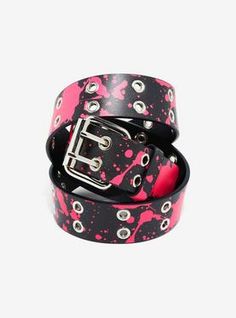 Scene Kid Accessories, Tae Outfits, Emo Accessories, Grommet Belt, Scene Accessories, Scene Outfits, Scene Fashion, Scene Kids, Black Hot Pink