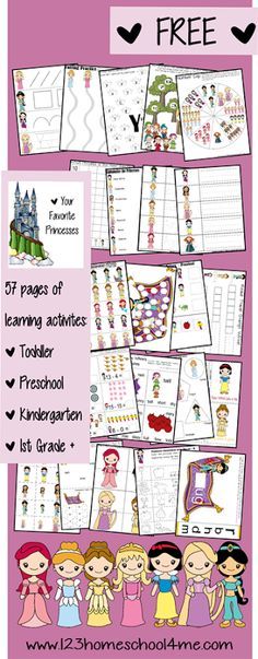 the princess and her friends worksheet is shown in this printable activity pack