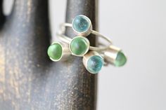 Petite Sea Glass & Sterling Ring  Aqua or by TheRubbishRevival Sea Glass Green, Sea Glass Ring, Sterling Silver Stacking Rings, Sea Glass Earrings, Glass Ring, Jewelry Auction, Silver Stacking Rings, Ring Stacking, Sea Glass Art