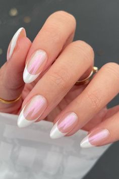 Oval Nails Oval Nails For School, Eridesint Nails, Basic Pink And White Nails, Irridecent Design Nails French, Senior Pic Nail Ideas, Beach Wedding Nails Bridesmaid, Maternity Photo Nail Ideas, Simple Nail Inspo Trendy Short Almond, Maternity Photo Nails