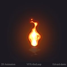 an orange lit candle with the words, 20 animation vfx - fire loop