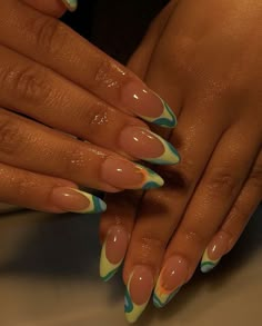 Cool Nails 2023, Baddie Almond Nails, Retro Nail Art, Retro Nails, Edgy Nails, Colorful Nail, Minimal Nails, Aesthetic Nails