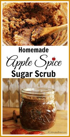 Perfect for fall! This DIY Apple Spice Sugar Scrub is so easy to make and smells good enough to eat. Great for exfoliating . Diy Apple, Apple Spice, Smells Good