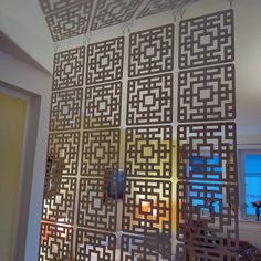 an intricately designed wall in a room