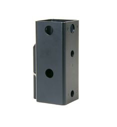 a black plastic box with holes on the front and bottom part is shown in this image