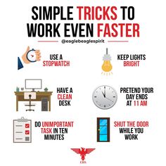 a poster with the words simple tricks to work even faster