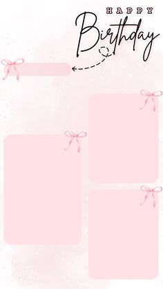 a pink birthday card with bows on it