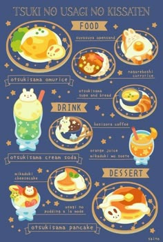 an illustrated poster with different foods and drinks