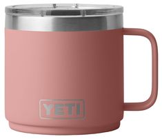 the yeti coffee mug is shown in pink