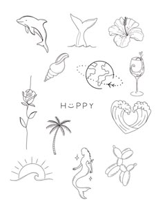 a drawing of different things that are happy