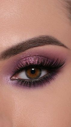 Eye Makeup Glitter, Shimmer Eye Makeup, Eye Makeup Techniques, Smokey Eye Makeup Tutorial, Purple Makeup