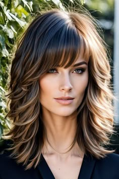 Fluffy Layers, Shoulder Length Layered Hair, Haircut Medium, Layered Hair With Bangs, Haircuts For Medium Length Hair, Layered Hairstyles, Choppy Hair, Hairstyles For Layered Hair