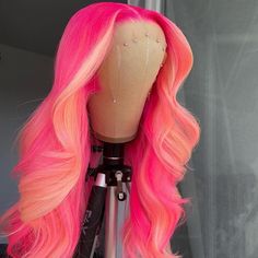 Lace Front Wig Virgin Human Hair Pink Highlight 150%Density 20" Lux Hair, Hair Frontal, Color Highlights, Pretty Hair Color, Straight Lace Front Wigs, Body Wave Hair, Front Lace Wigs Human Hair, Hair Inspiration Color, Aesthetic Hair