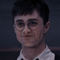 a man wearing glasses and a bow tie in front of a black background with the words harry potter written on it