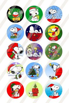 the peanuts christmas buttons are all in different colors