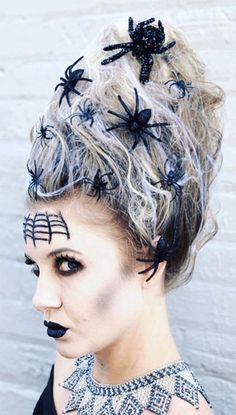 Halloween Hairdos For A Boo-tiful Look | Modern Fashion Blog Hairstyles For Halloween, Vampire Hair, Pale Makeup, Temporary Hair Dye, Galaxy Hair, Hair Halloween, Halloween Cans, Luscious Hair