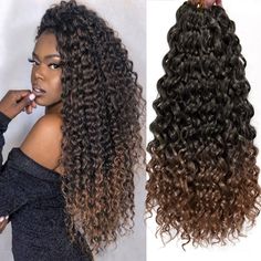 PRICES MAY VARY. Material: high quality kanekalon fiber , gogo curl Crochet hair Braids Synthetic Hair Attribute: 24inch(Color:#1B,#1B/27,1B/30#, 1B/BUG#,350#,1B/30/27#,#1B/4/30#,#27/613)45/55/75g/pack ,There are 5 packs, 430 g/lot. usually 5pack can be full a head .24inches, 28+28Roots/pack,Total 140 Roots. Advantage: no smell, tangle free, natural and bright glow,smooth and soft waves,more stable, easy to install,please take care of your hair as carefully as you do your hair, which can prolong Bohemian Crochet Braids, Water Wave Crochet Hair, Ocean Wave Crochet Hair, Waterfall Braid Hairstyle, Water Wave Crochet, Wave Crochet, Beach Curls, Braiding Hair Extensions, Bohemian Crochet