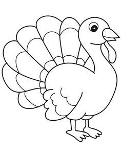 a black and white drawing of a turkey