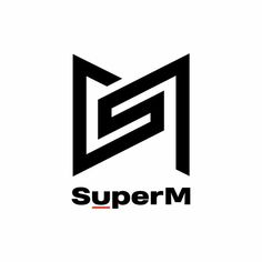 the logo for superm is shown in black and white