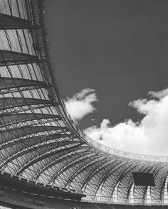 a black and white photo of the inside of a stadium