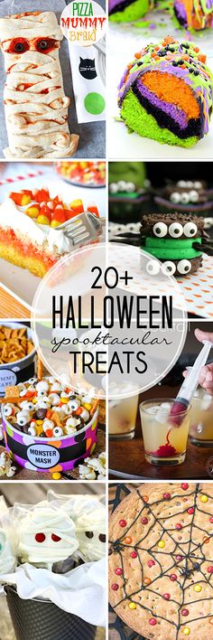 halloween treats and desserts are featured in this collage